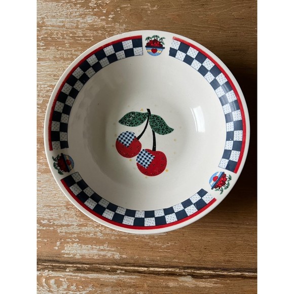 Tabletops Unlimited Other - Cherries Gingham Print Vintage Dinner Bowl Cherry B&D Tabletops Unlimited